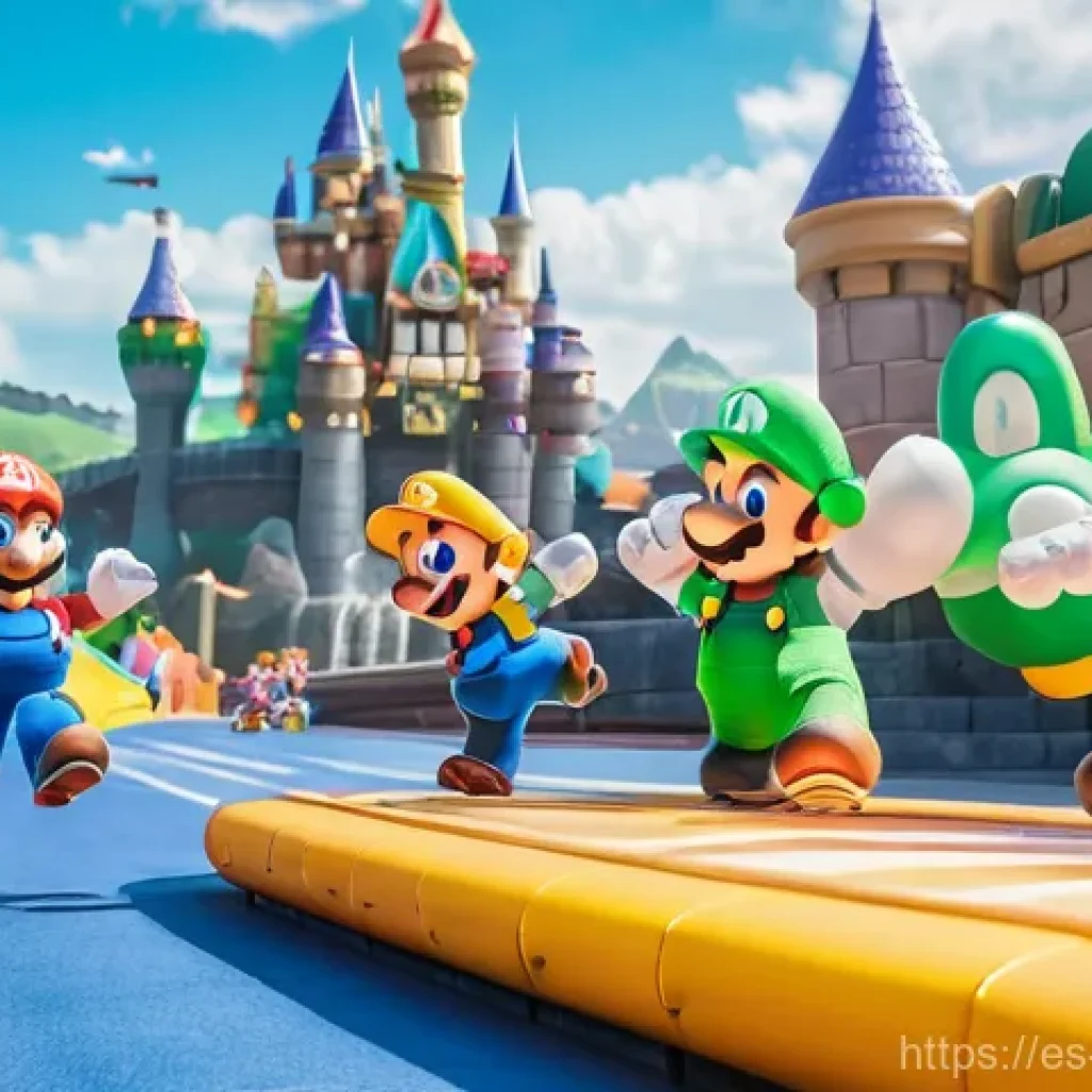 일본 유니버설 스튜디오 - **Prompt 1: Super Nintendo World - Interactive Adventure**
    "A vibrant, lively, and highly intera...