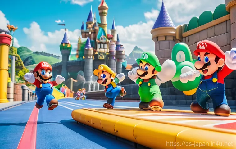 일본 유니버설 스튜디오 - **Prompt 1: Super Nintendo World - Interactive Adventure**
    "A vibrant, lively, and highly intera...