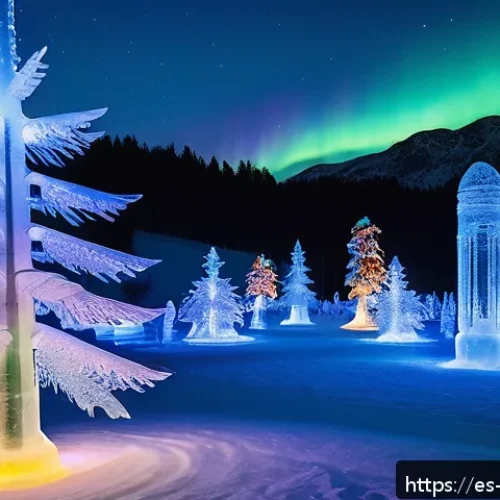 Home 31 일본 겨울 축제 삿포로 눈 축제 - A stunning winter festival scene featuring intricate ice sculptures illuminated by dynamic, colorful...