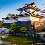 Home 23 일본의 4대 성 히메지성 오사카성 등 - A majestic Japanese castle perched on a hill during sunset, showcasing intricate white plaster walls...
